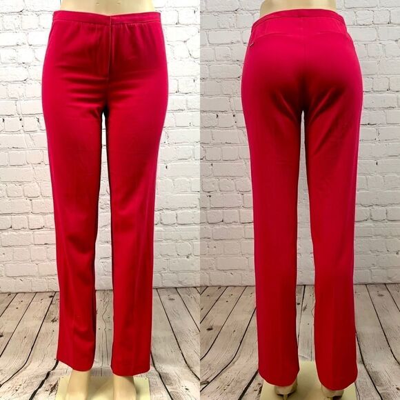 TAHARI Theora Berry Red Tuxedo Stripe Trouser Pant - Picture 1 of 16